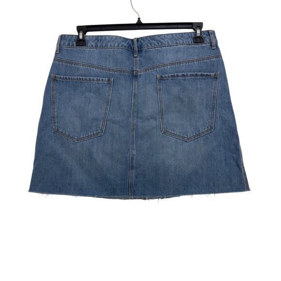 Old Navy Womens Denim Mini Skirt Size 14 Medium Wash Frayed Hem 100% Cotton - Picture 8 of 10